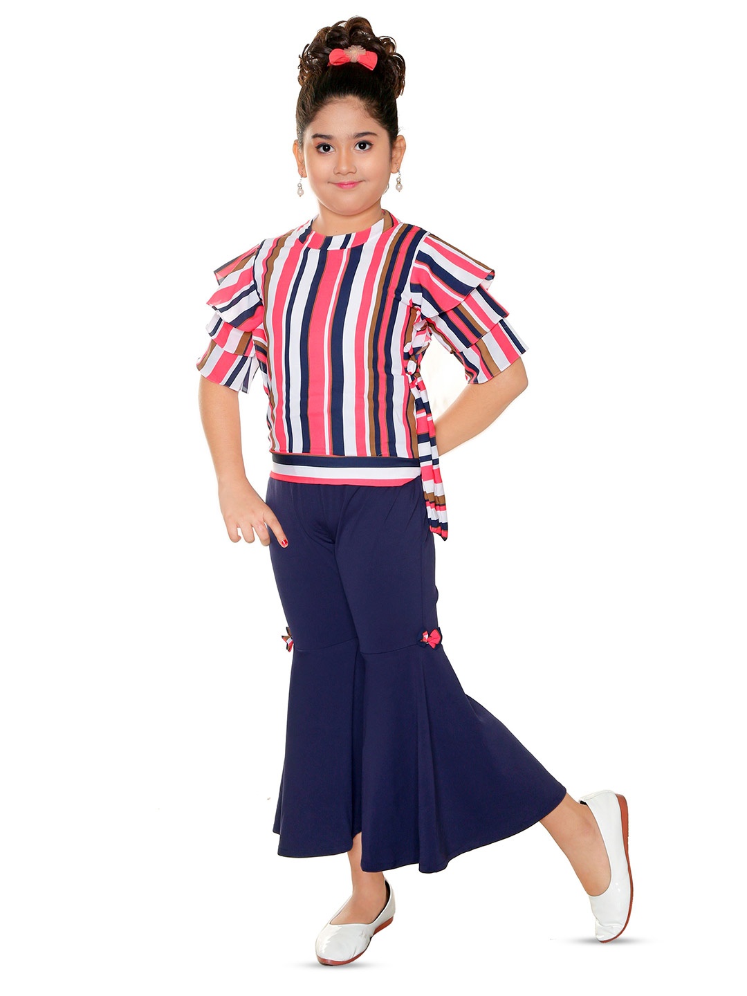 

BAESD Girls Striped Top with Palazzos, Red