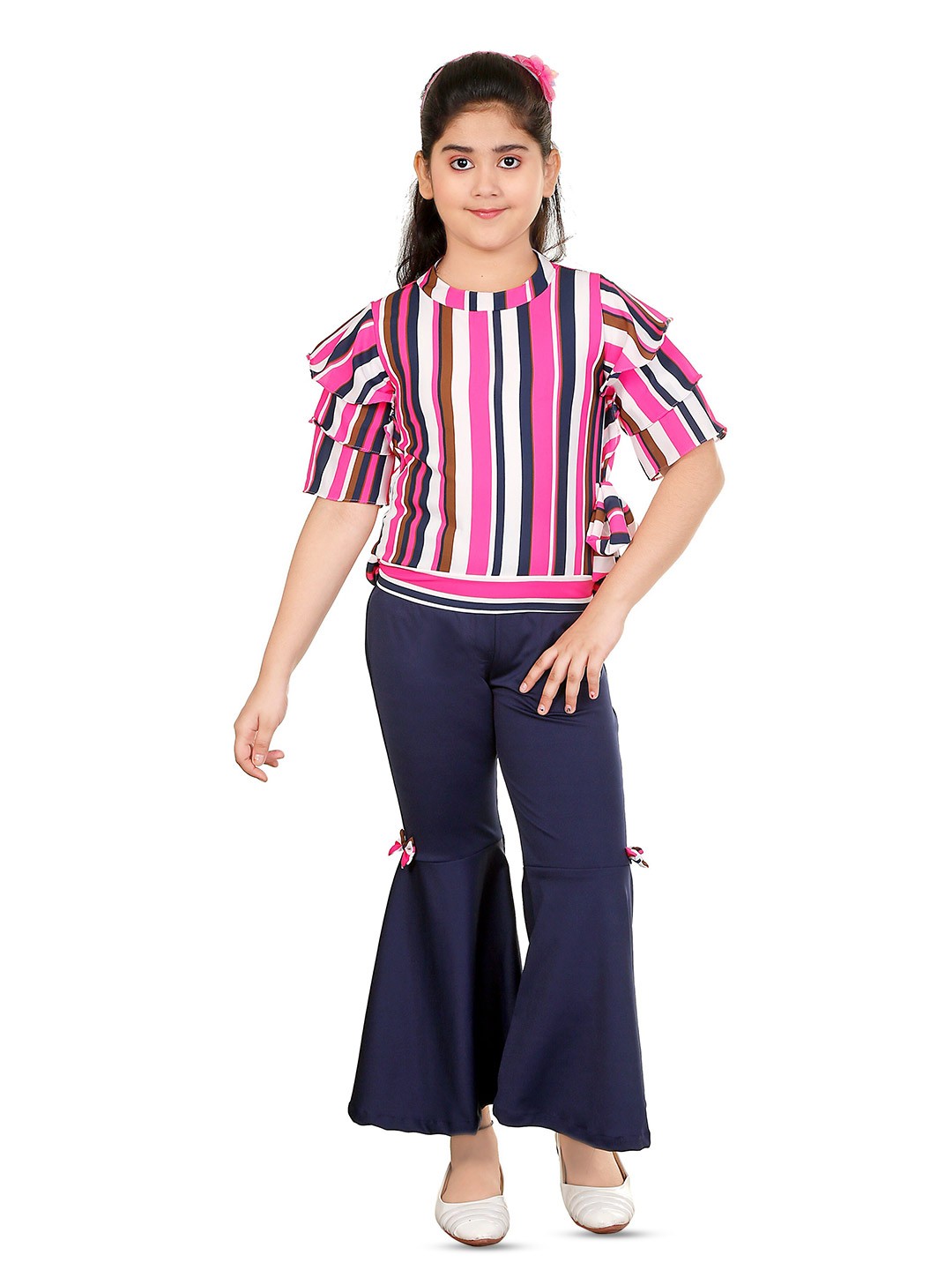 

BAESD Girls Striped Top With Trousers, Pink