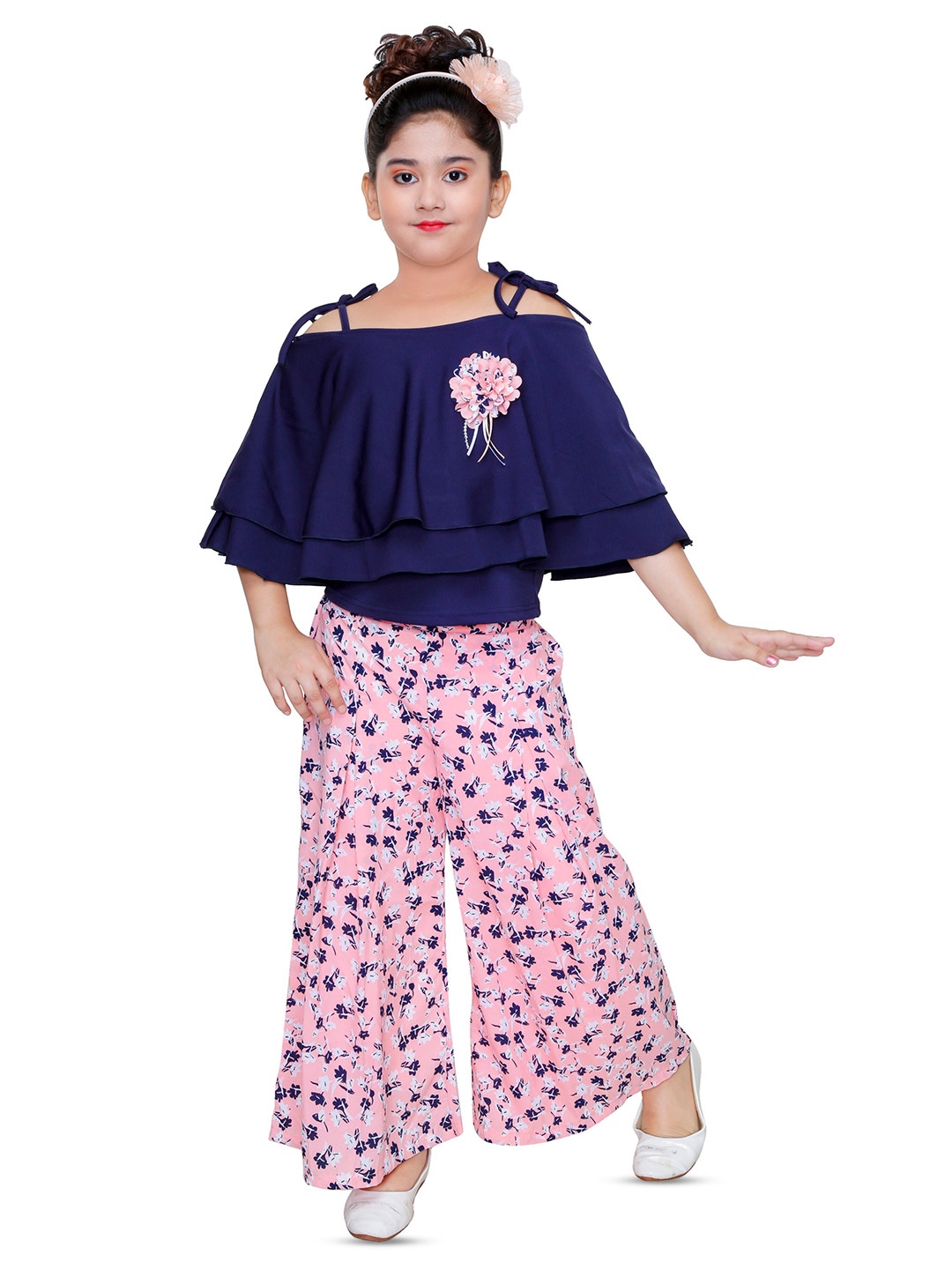 

BAESD Girls Shoulder Straps Top with Palazzos, Blue