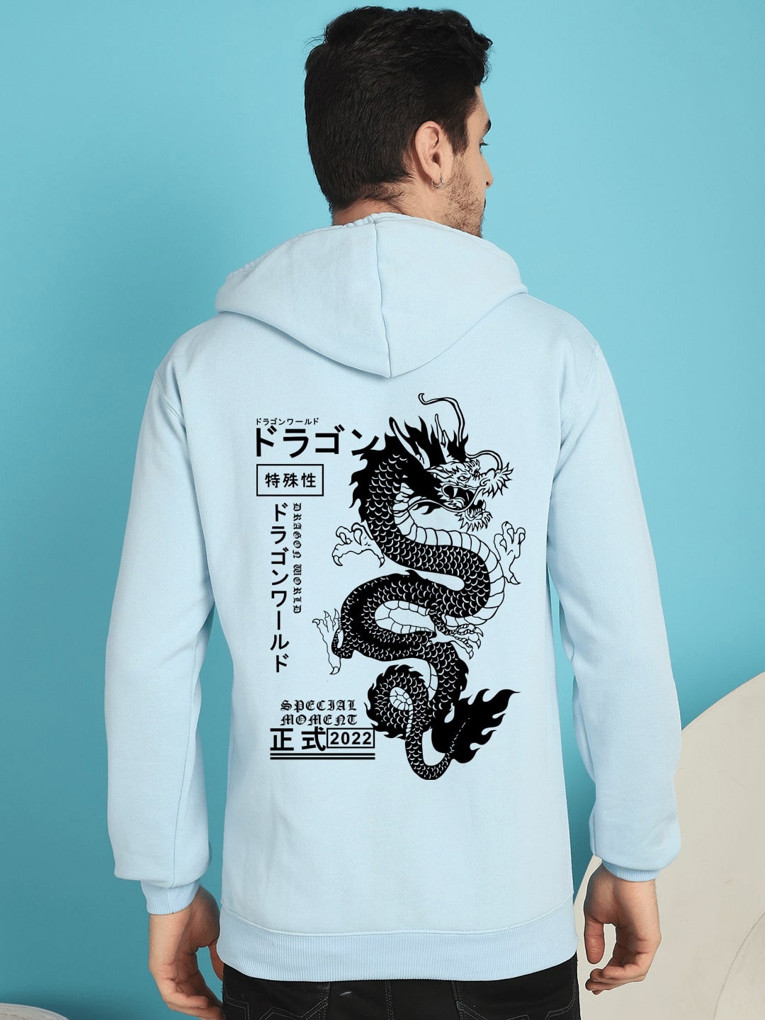 

YOU FOREVER Graphic Printed Hooded Fleece Pullover Sweatshirt, Blue