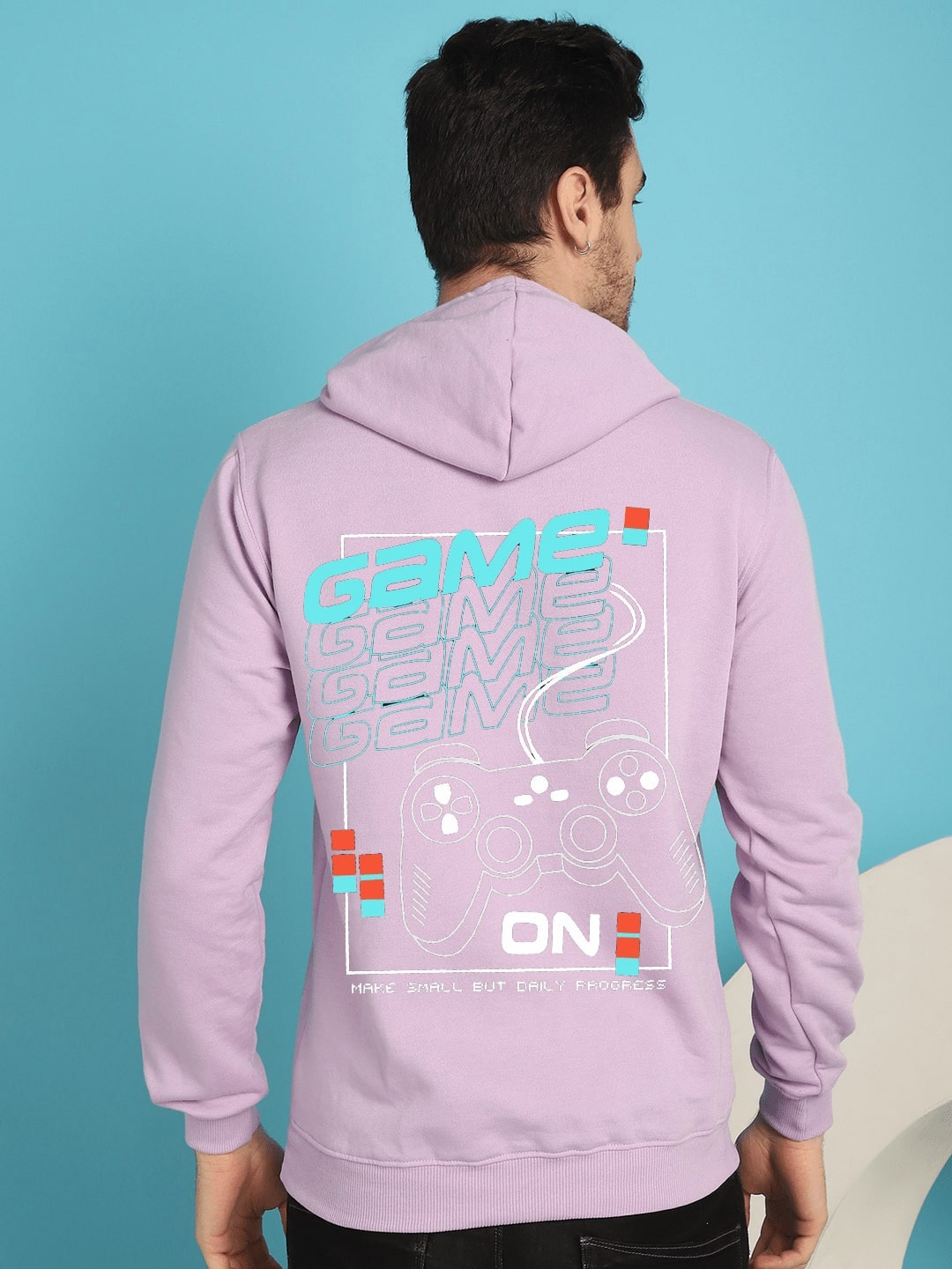 

YOU FOREVER Typography Printed Hooded Fleece Pullover Sweatshirt, Lavender