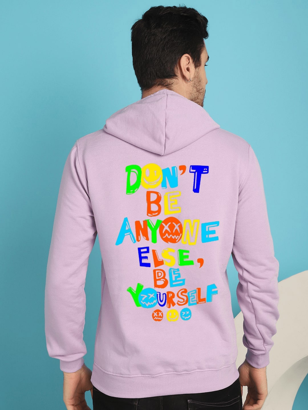 

YOU FOREVER Typography Printed Hooded Fleece Pullover, Lavender