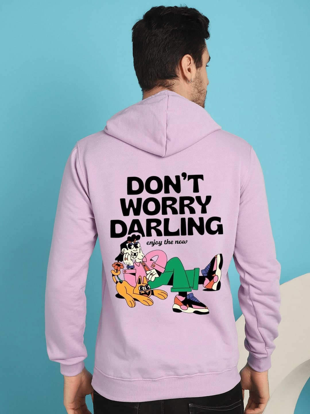

YOU FOREVER Typography Printed Hooded Fleece Pullover, Lavender