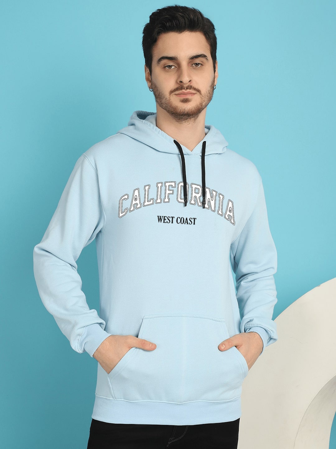 

YOU FOREVER Typography Printed Hooded Fleece Sweatshirt, Blue