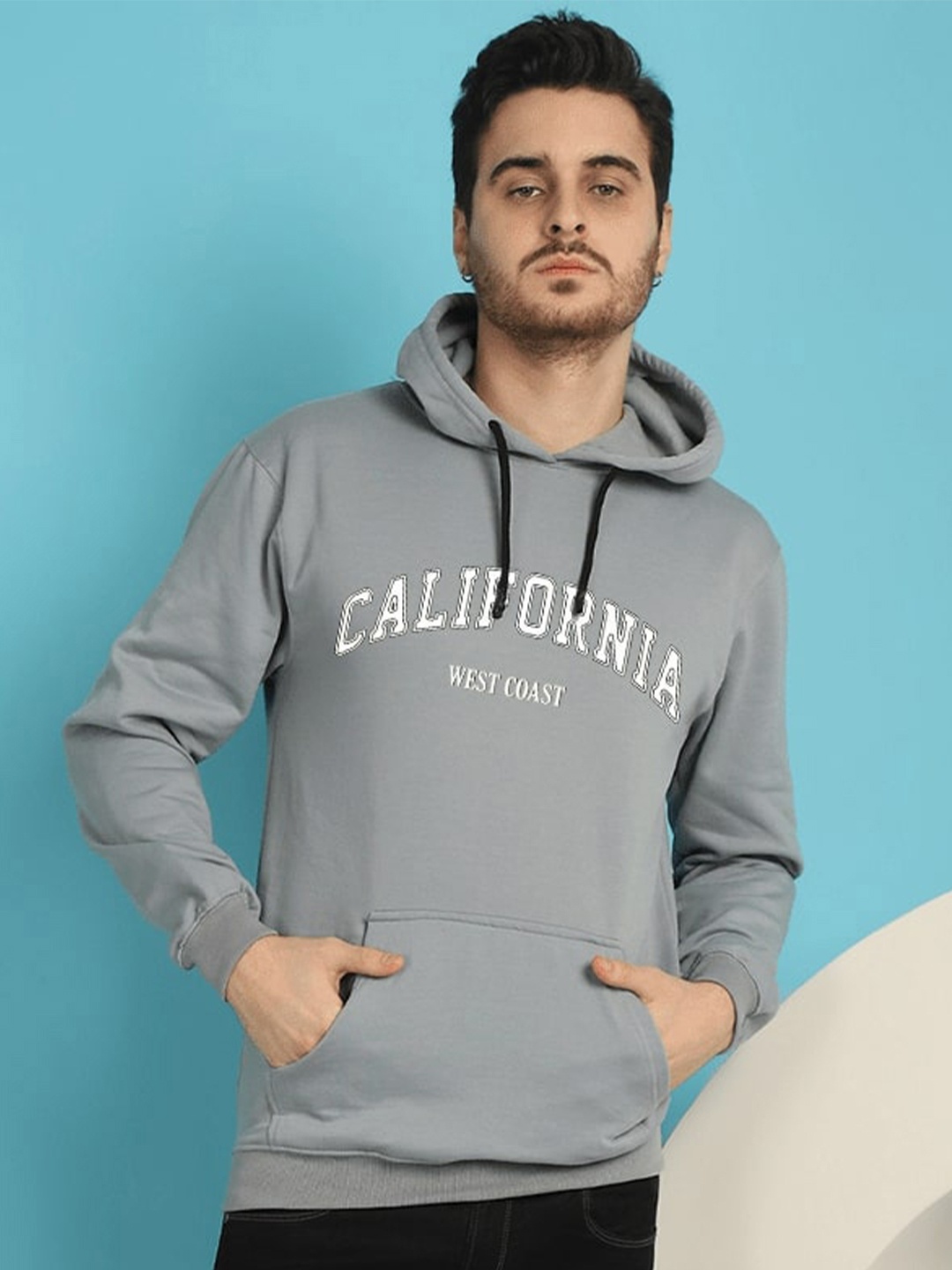

YOU FOREVER Typography Printed Hooded Fleece Sweatshirt, Grey