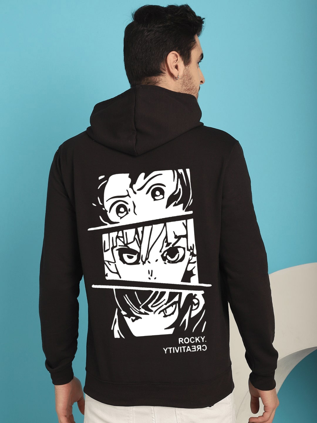 

YOU FOREVER Printed Hooded Fleece Sweatshirt, Black