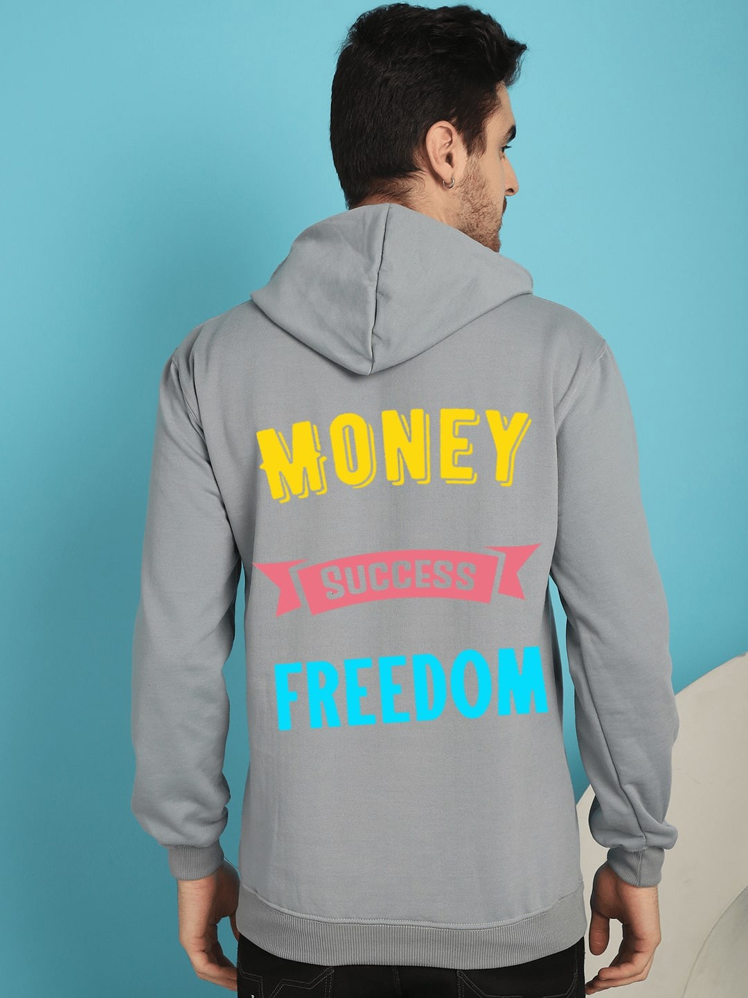 

YOU FOREVER Typography Printed Hooded Fleece Sweatshirt, Grey