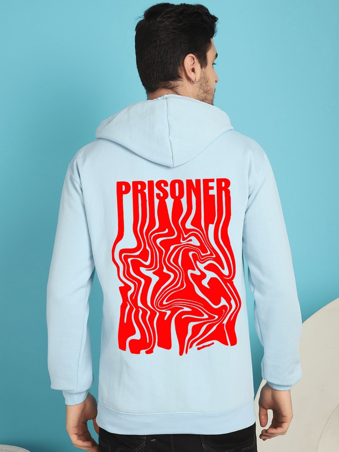 

YOU FOREVER Typography Printed Hooded Sweatshirt, Blue