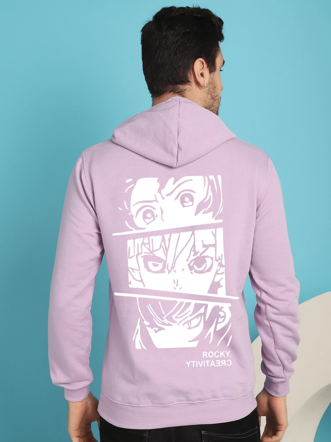 

YOU FOREVER Graphic Printed Hooded Fleece Pullover, Lavender