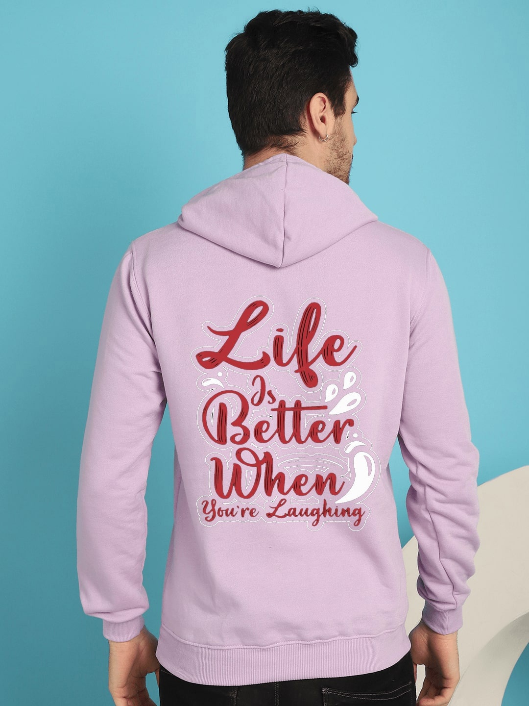 

YOU FOREVER Graphic Printed Hooded Fleece Pullover, Lavender