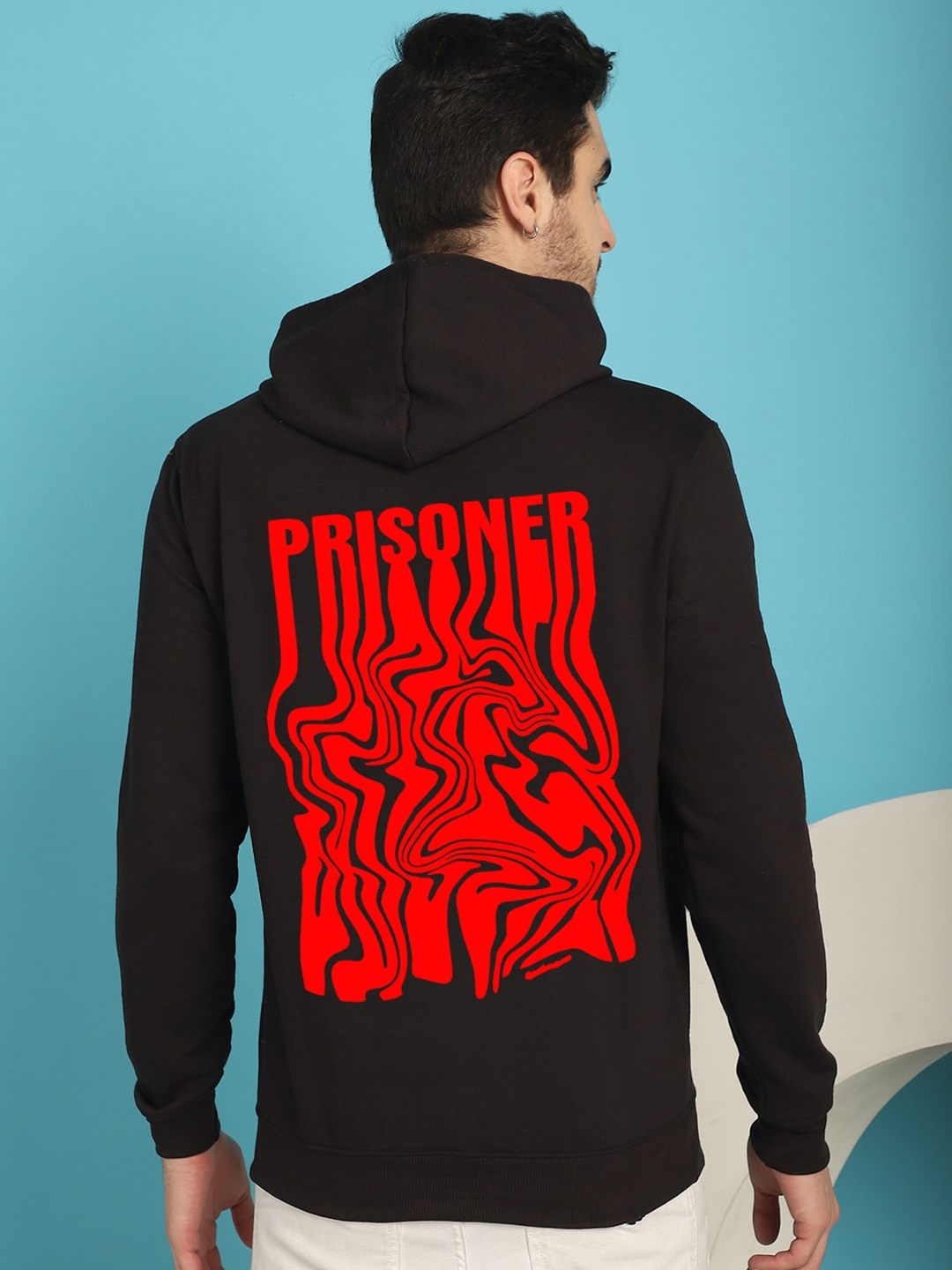 

YOU FOREVER Graphic Printed Hooded Fleece Sweatshirt, Black