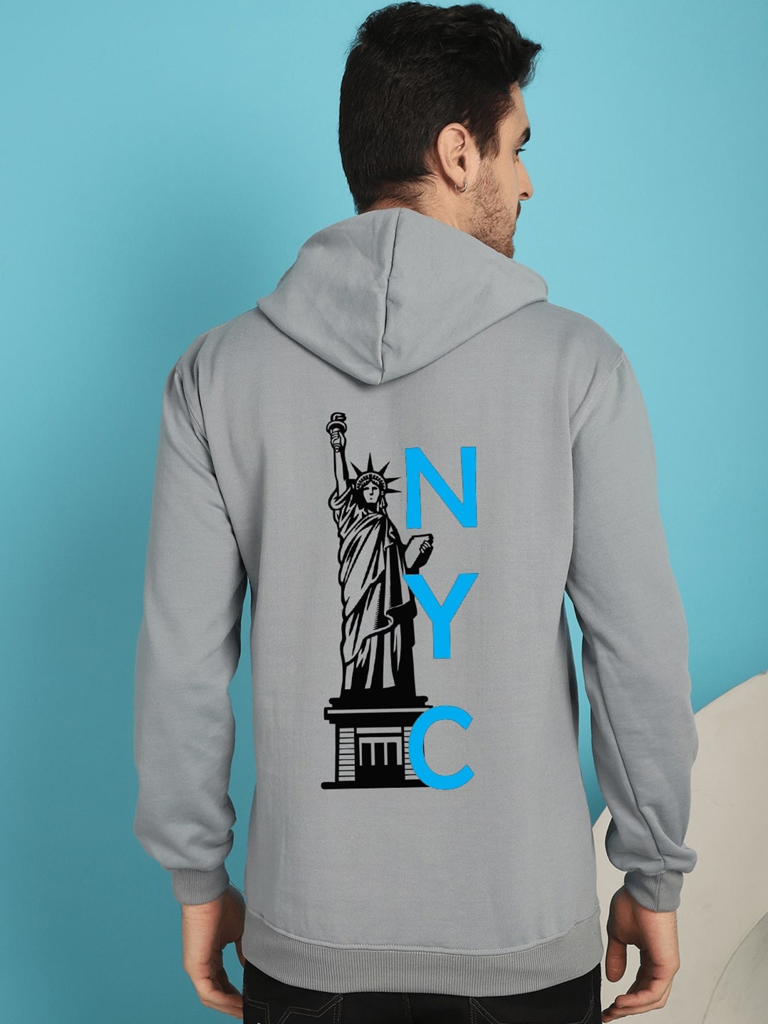 

YOU FOREVER Graphic Printed Hooded Fleece Sweatshirt, Grey