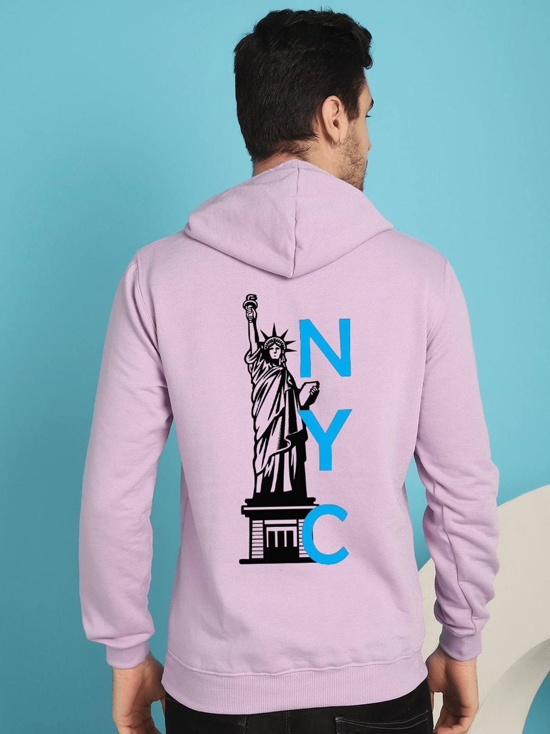 

YOU FOREVER Typography Printed Fleece Hooded Sweatshirt, Lavender
