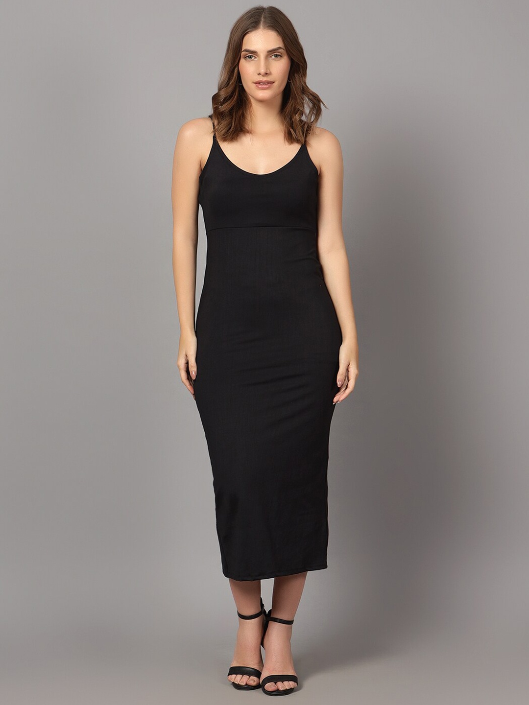 

DIAZ Shoulder Straps Bodycon Maxi Dress, Black