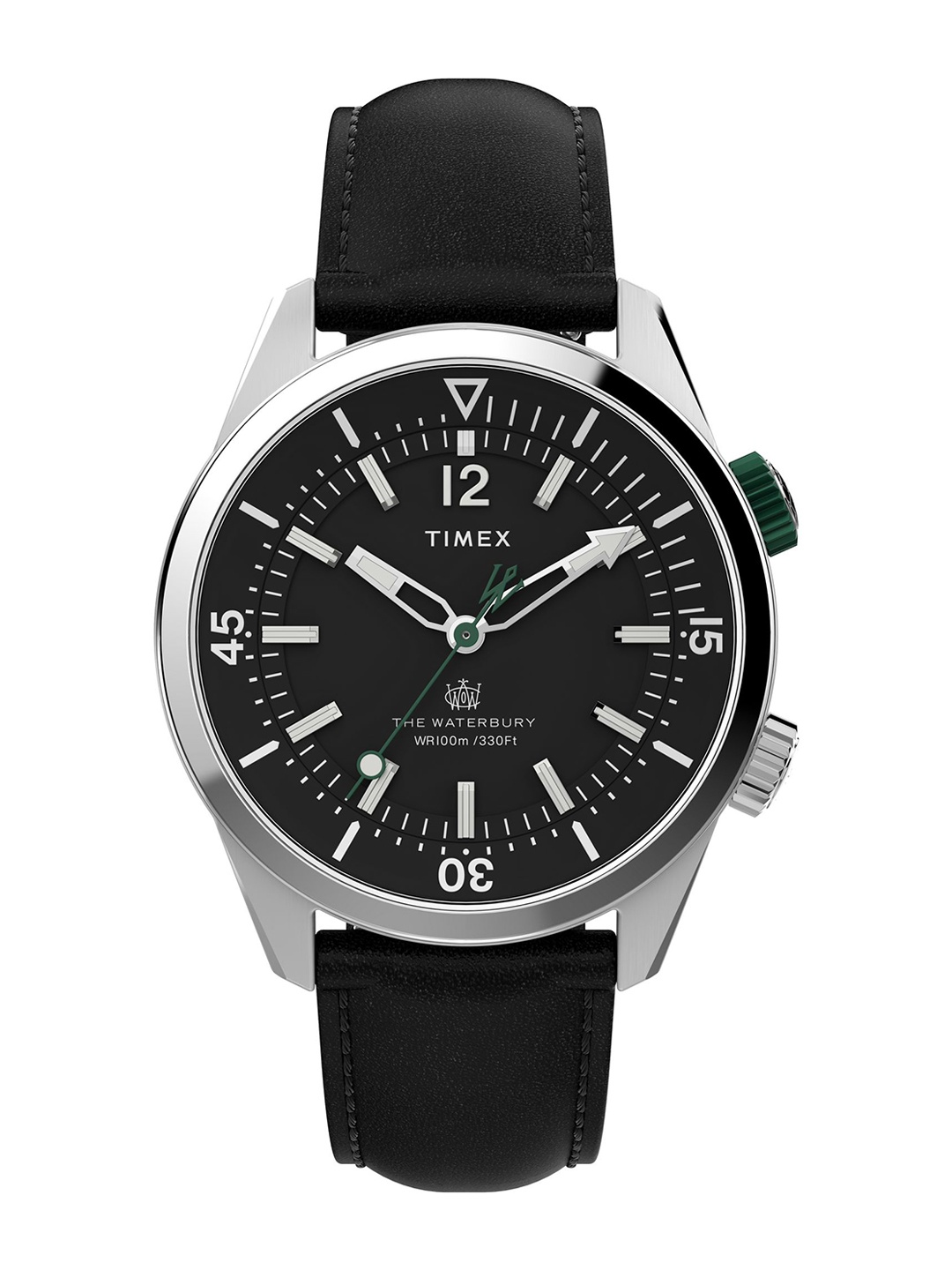 

Timex Waterbury Men Black Dial & Black Leather Straps Analogue Watch TW2V49800UJ