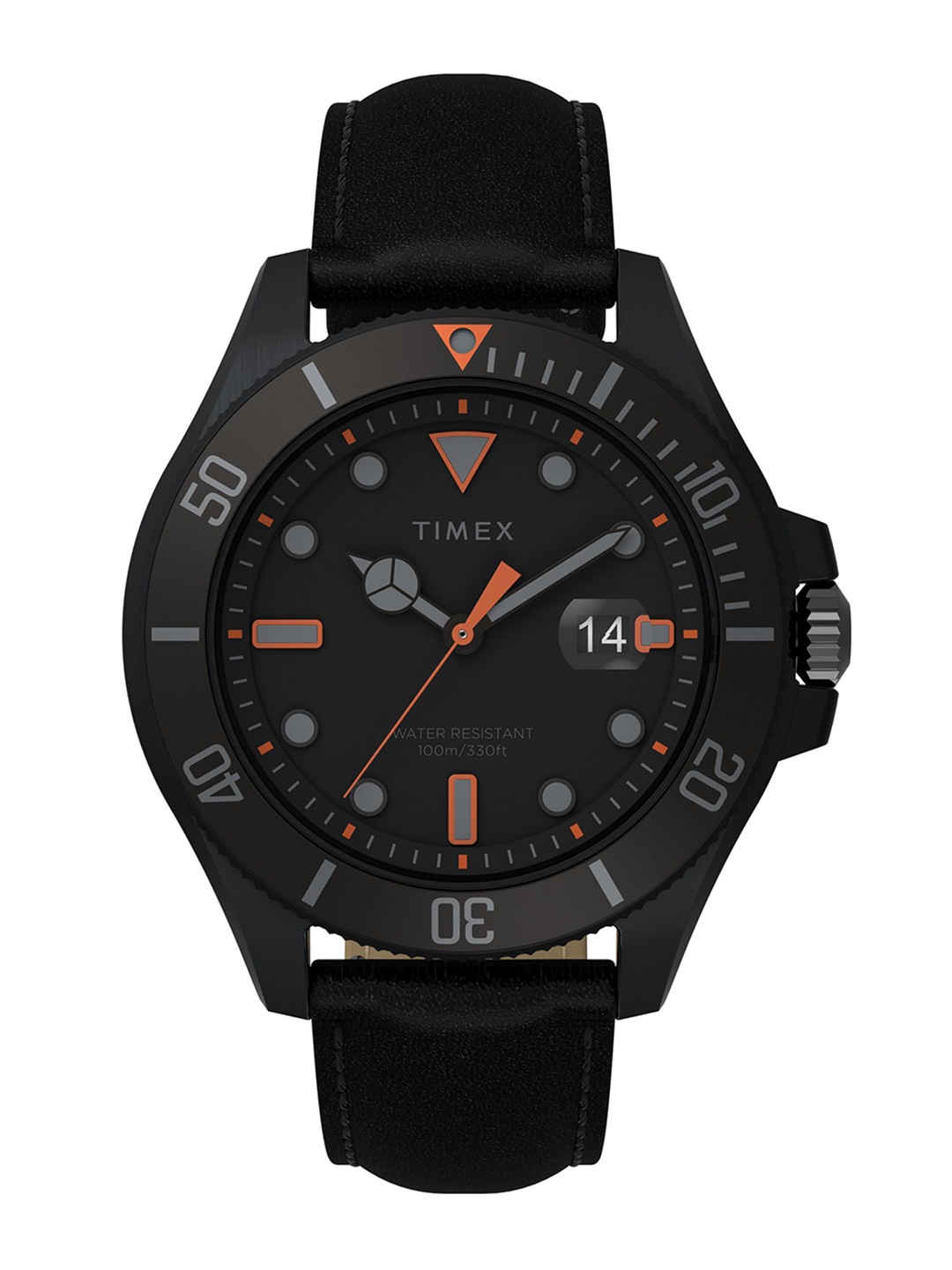 

Timex Men Leather Straps Analogue Watch TW2V42300UJ, Black