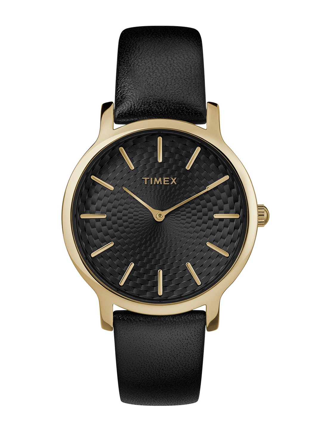 

Timex Women Textured Dial & Leather Straps Analogue Watch TW2R36400JQ, Black