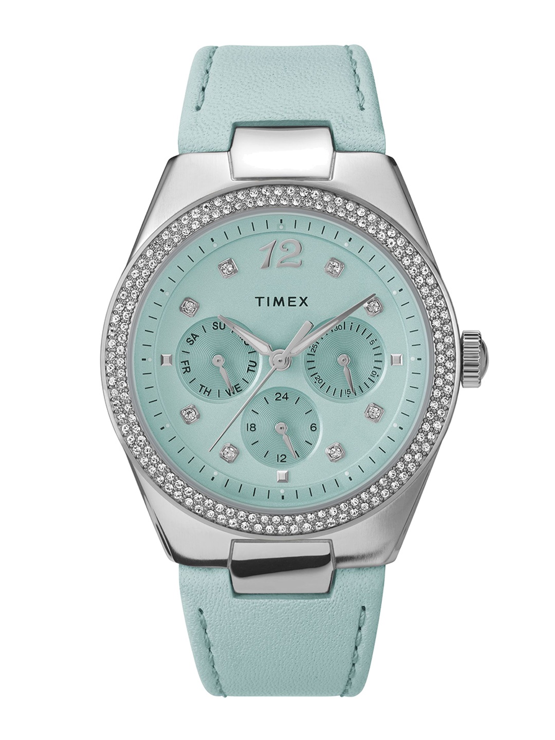 

Timex Women Embellished Dial & Leather Straps Analogue Watch TW2V80400UJ, Blue