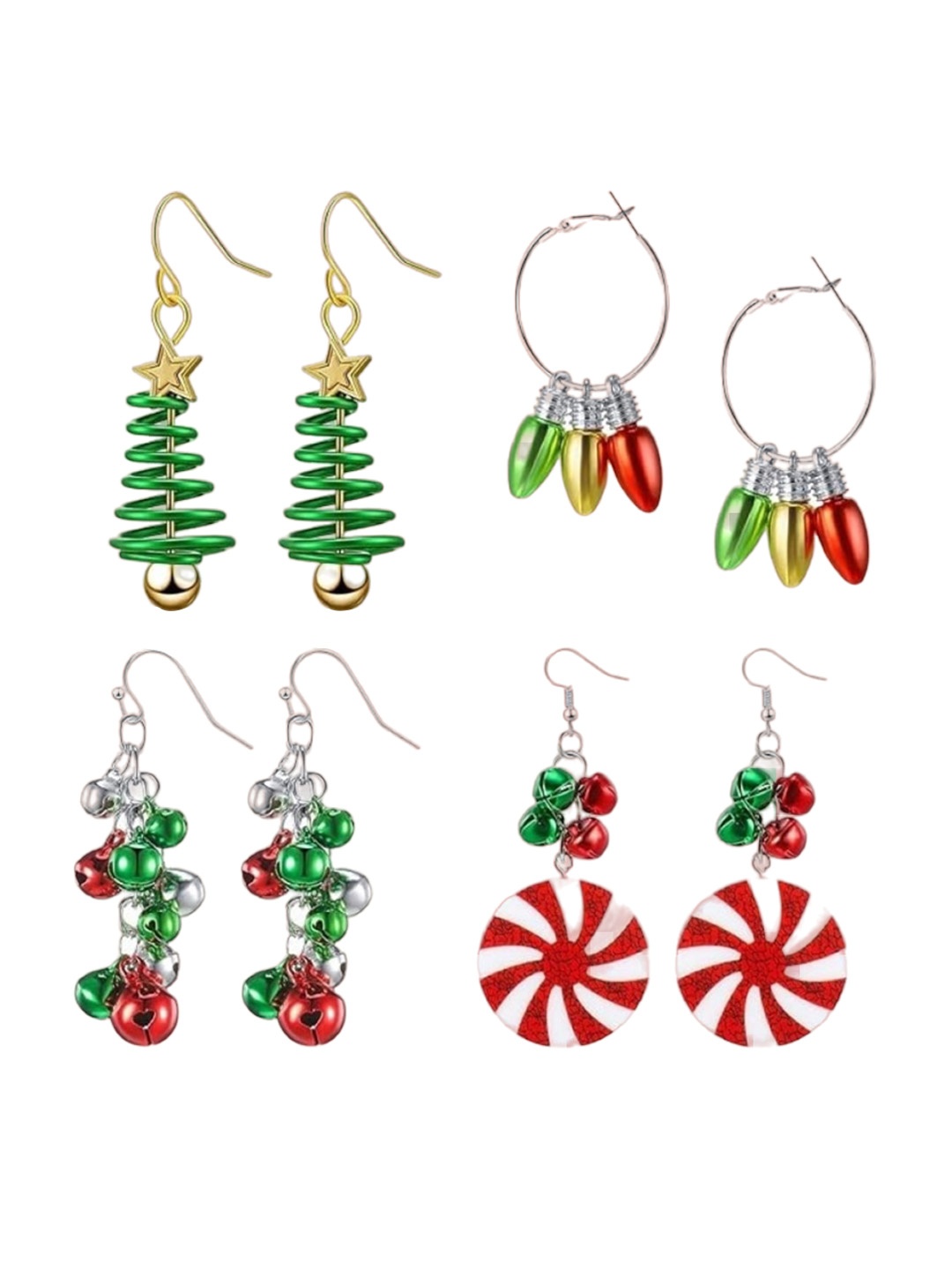 

EL REGALO Set Of 4 Christmas Drop Earrings, Gold