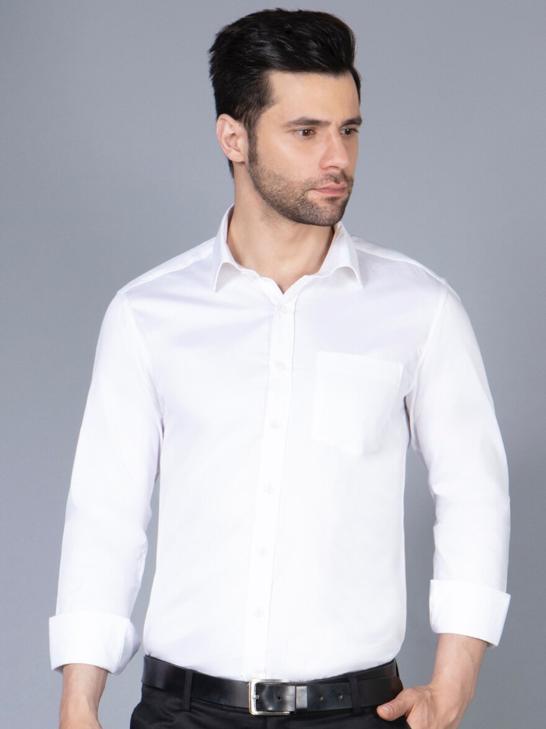 

ENTELLUS Classic Slim Fit Cotton Formal Shirt, White