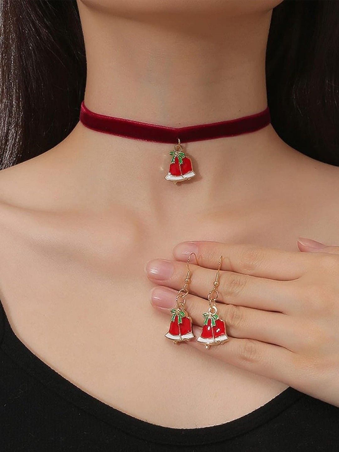 

EL REGALO Christmas Themed Jewellery Set, Red