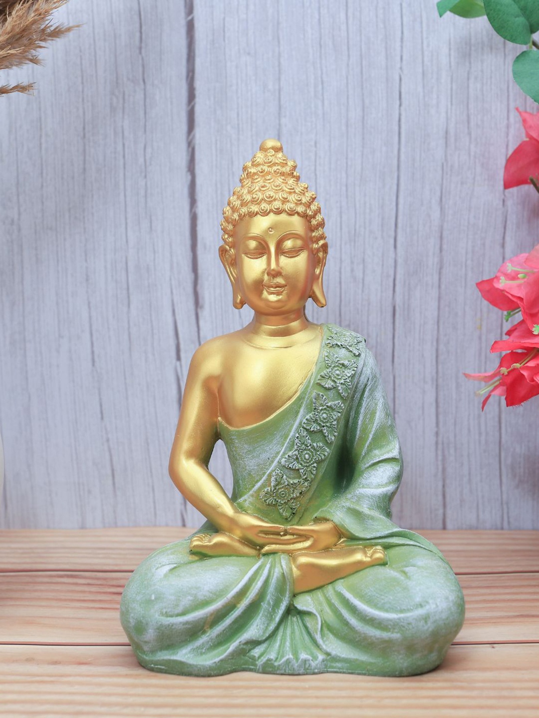 

The Advitya Meditating Buddha Sitting Showpiece, Sea green