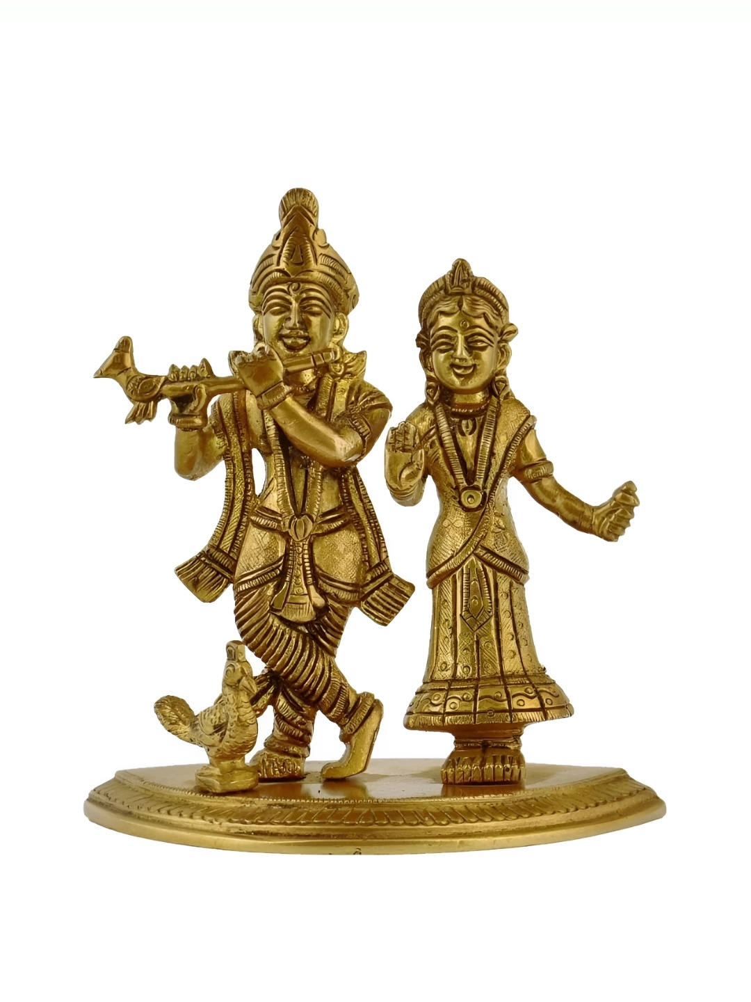 

The Advitya Radha Krishna Brass Idol Showpiece, Gold