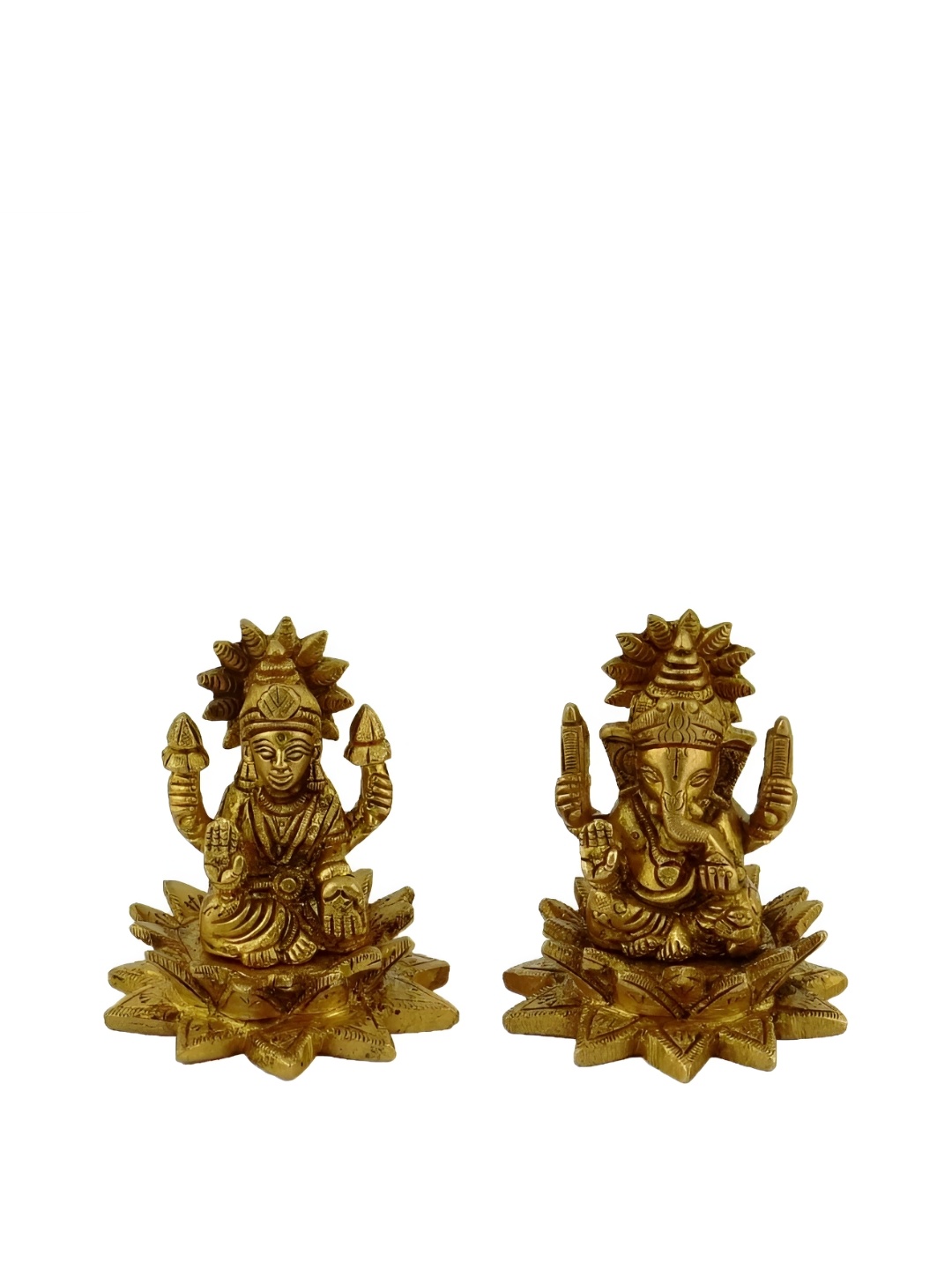 

The Advitya Lakshmi Ganesha Brass Idol Showpiece, Gold