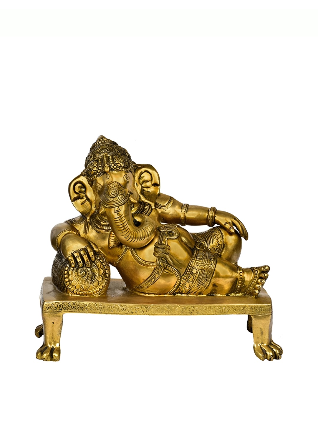 

The Advitya Ganesha In Lying Mudra Brass Idol, Gold
