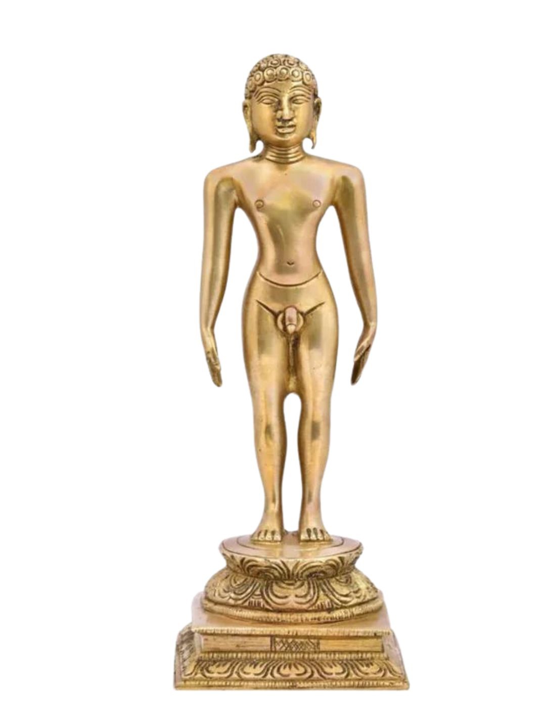 

The Advitya Gold Toned Jain Guru Lord Mahavir Standing Brass Showpiece