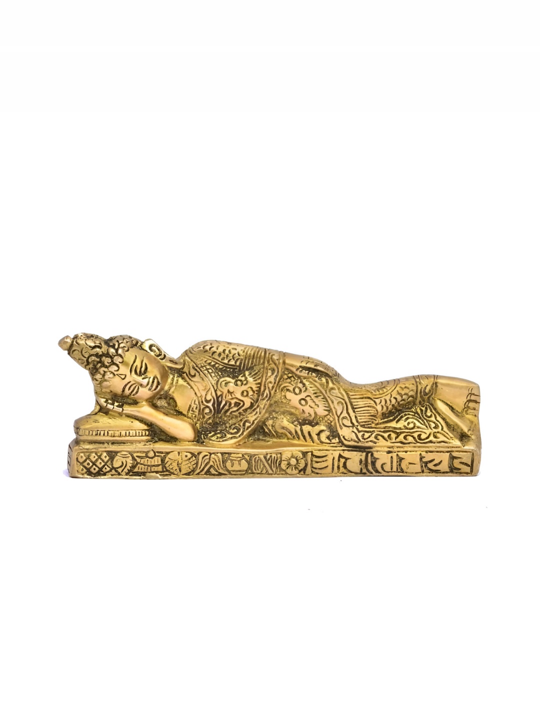 

The Advitya Buddha In Lying Position Brass Idol Showpiece, Gold