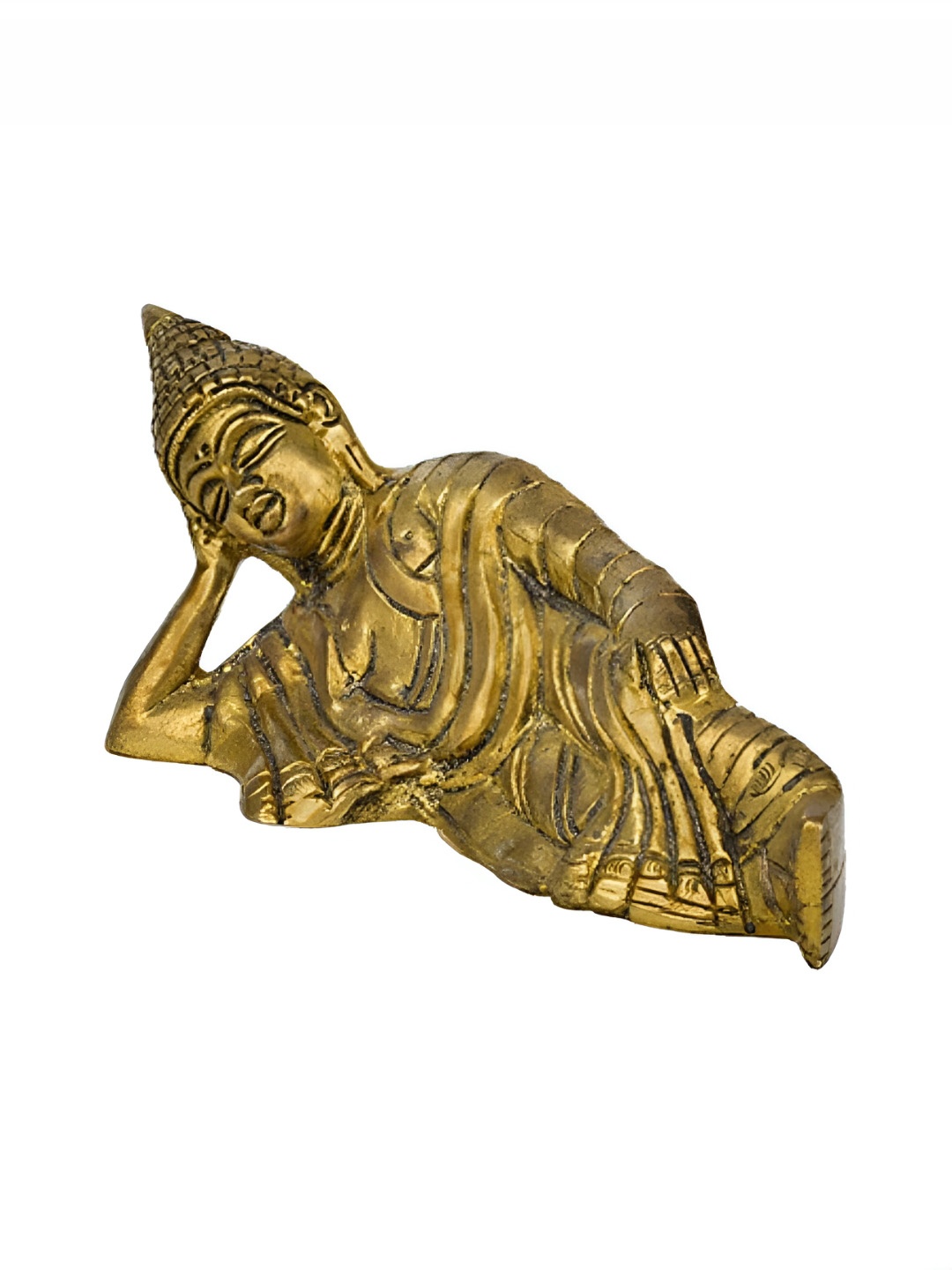 

The Advitya Gold-Toned Buddha Sleeping Position Brass Religious Idol Showpiece