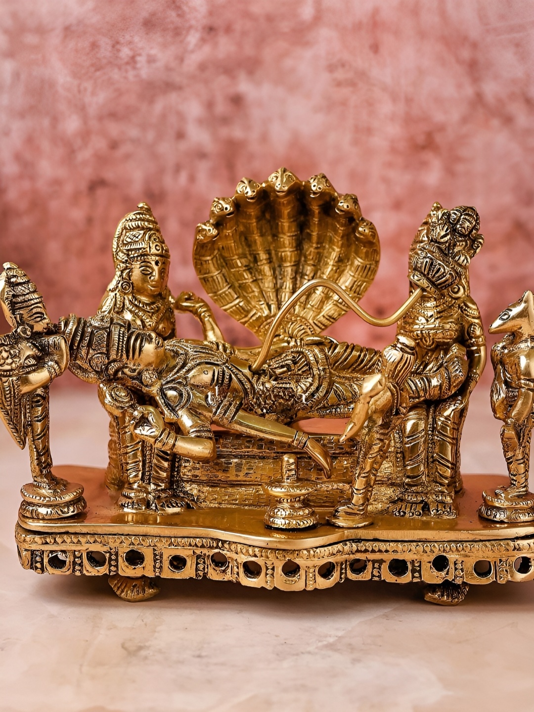 

The Advitya vishnu padmanath Brass Idol Showpiece, Gold
