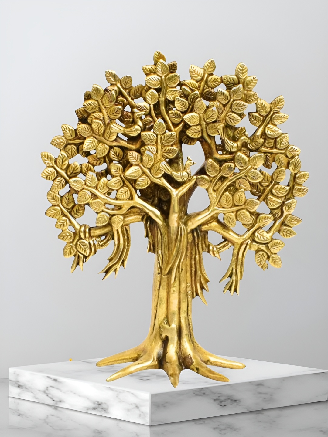 

The Advitya Kalpavriksha Tree with Two Birds on Branch Brass Showpiece, Gold