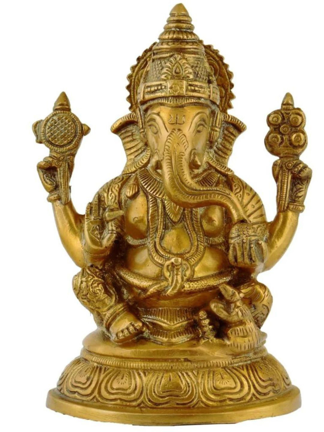 

The Advitya Lord Ganpati Brass Idol Showpiece, Gold