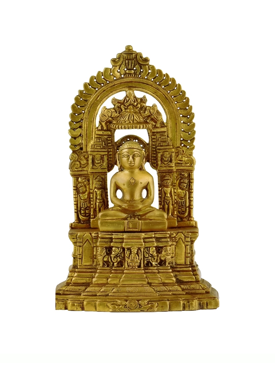 

The Advitya Mahaveera - Jain Tirthankara Brass Idol Showpiece, Gold