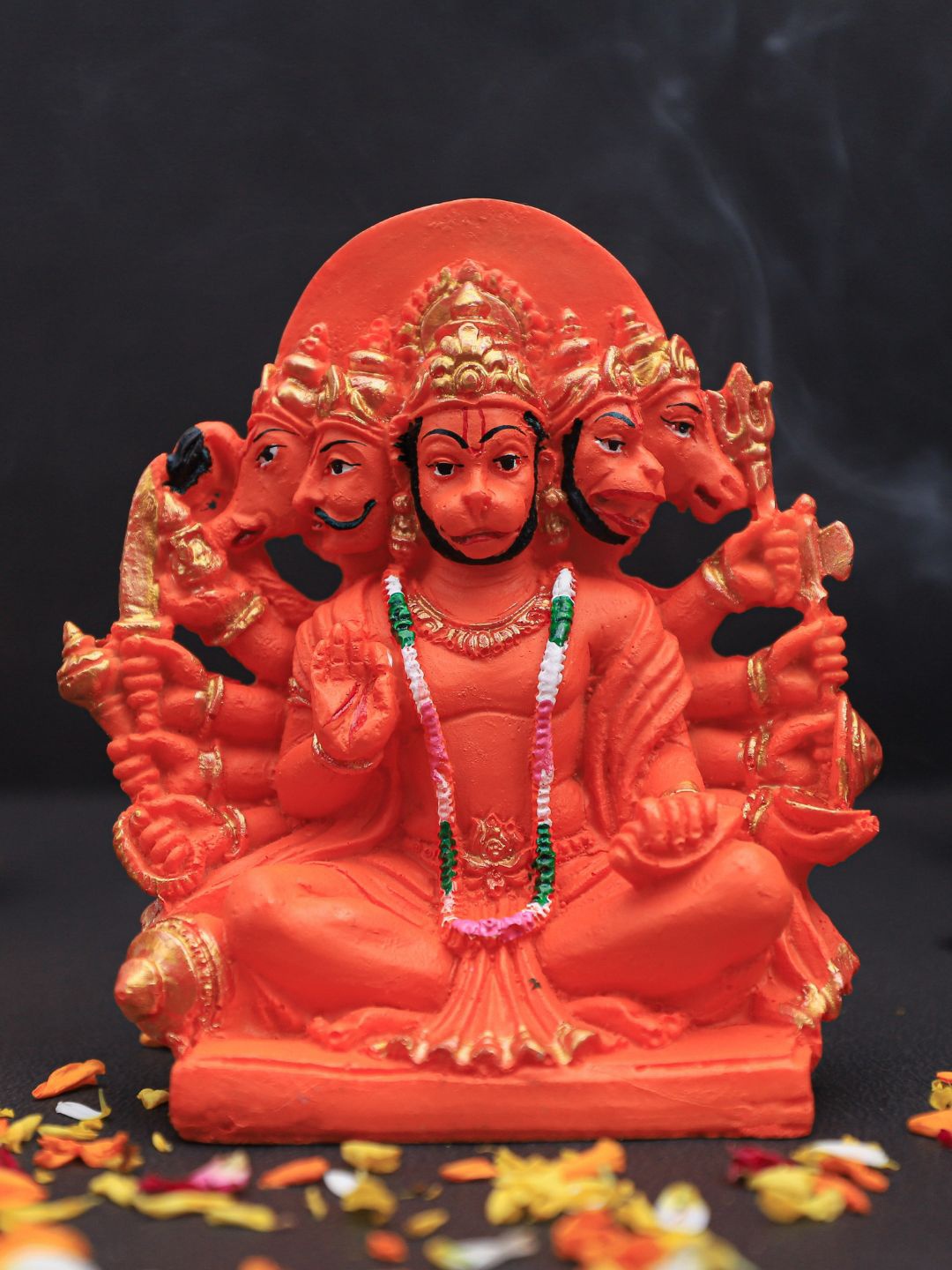 

The Advitya Panchmukhi Hanuman Resin Showpiece, Orange