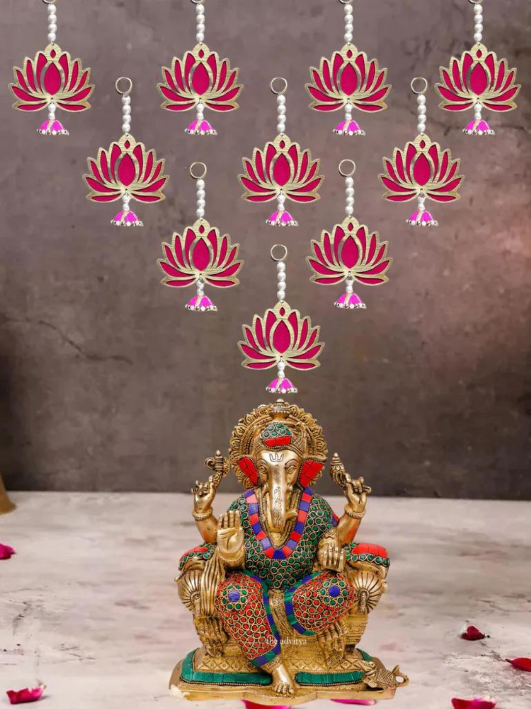 

The Advitya Fabric Lotus Wall Hanging Pack of - 10 Showpiece, Pink