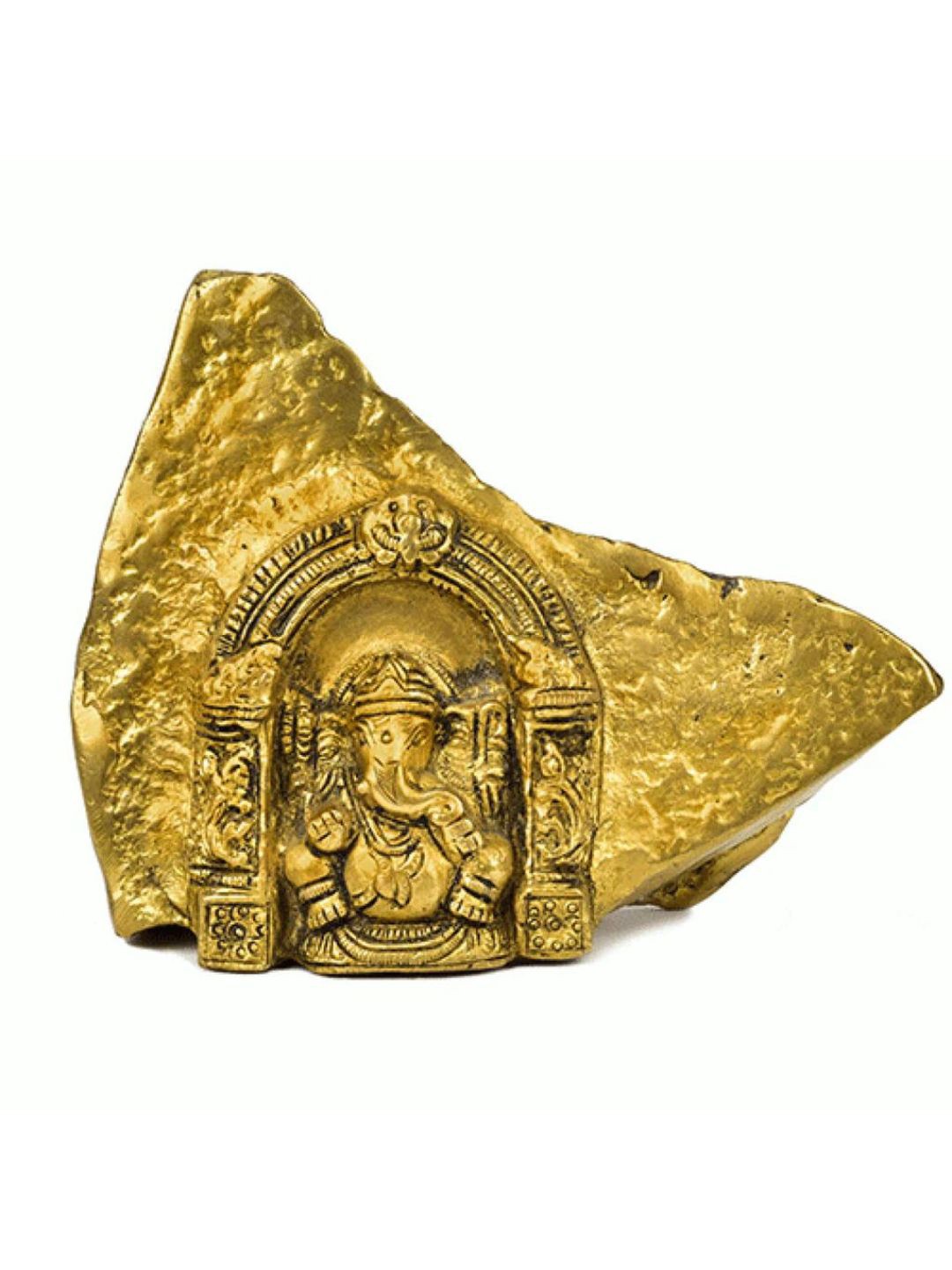 

The Advitya Gold Toned Lord Ganesha On Rock Brass Showpiece