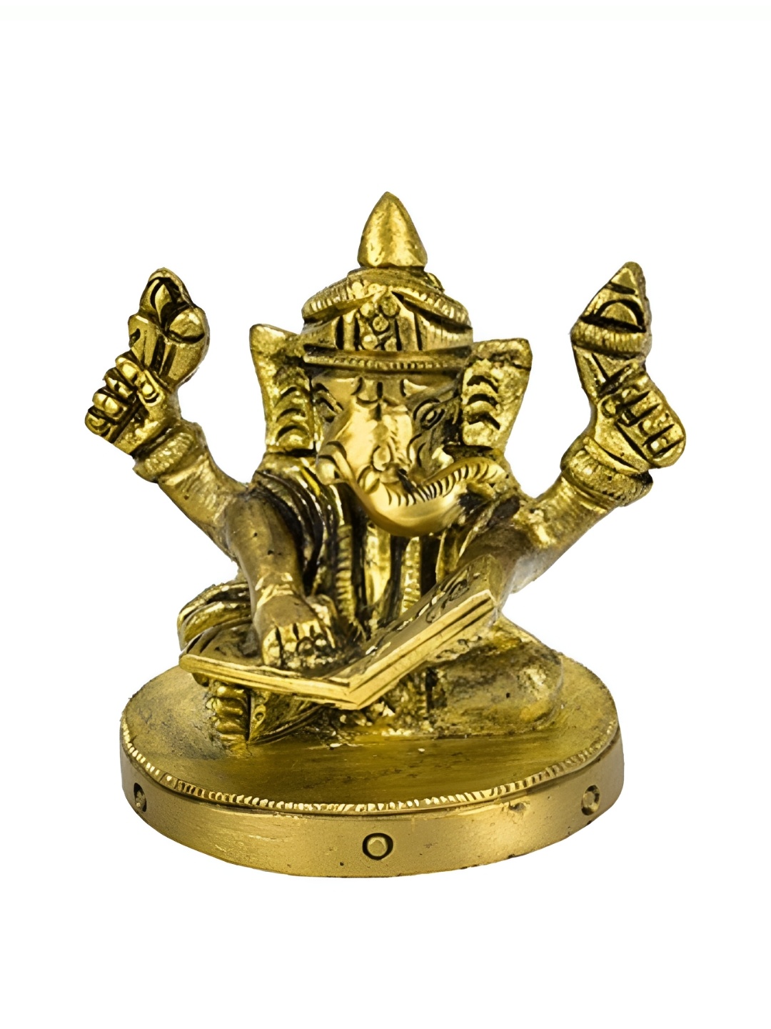

The Advitya Ganesh Reading Book Brass Idol Showpiece, Gold
