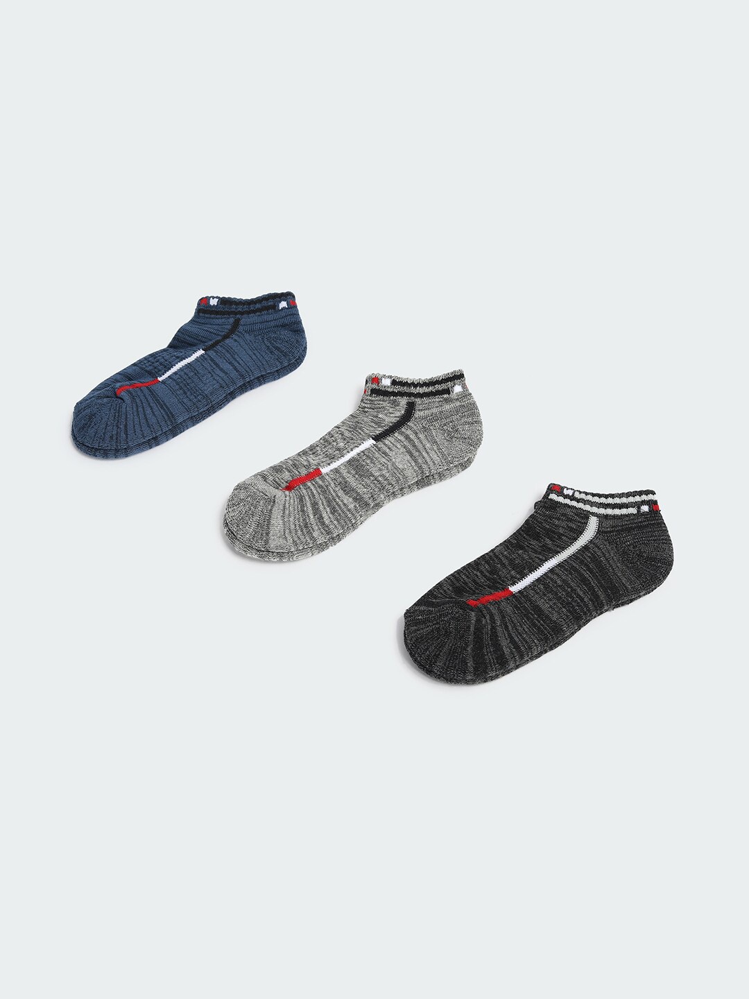 

max Boys Pack Of 3 Ankle-Length Socks, Grey