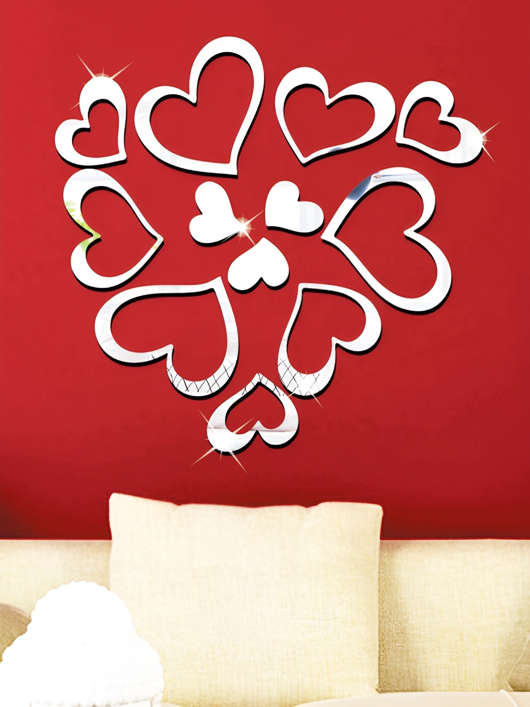 

Wall1ders 12 Pieces Silver Heart Shaped Mirror Wall Stickers