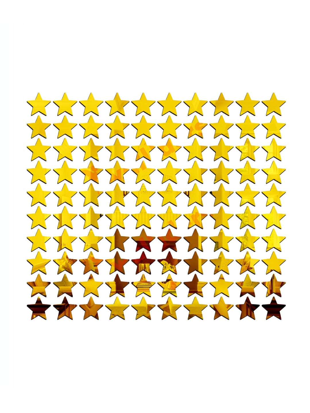 Wall1ders Gold Toned 100 Pieces Acrylic Star Mirror Wall Stickers