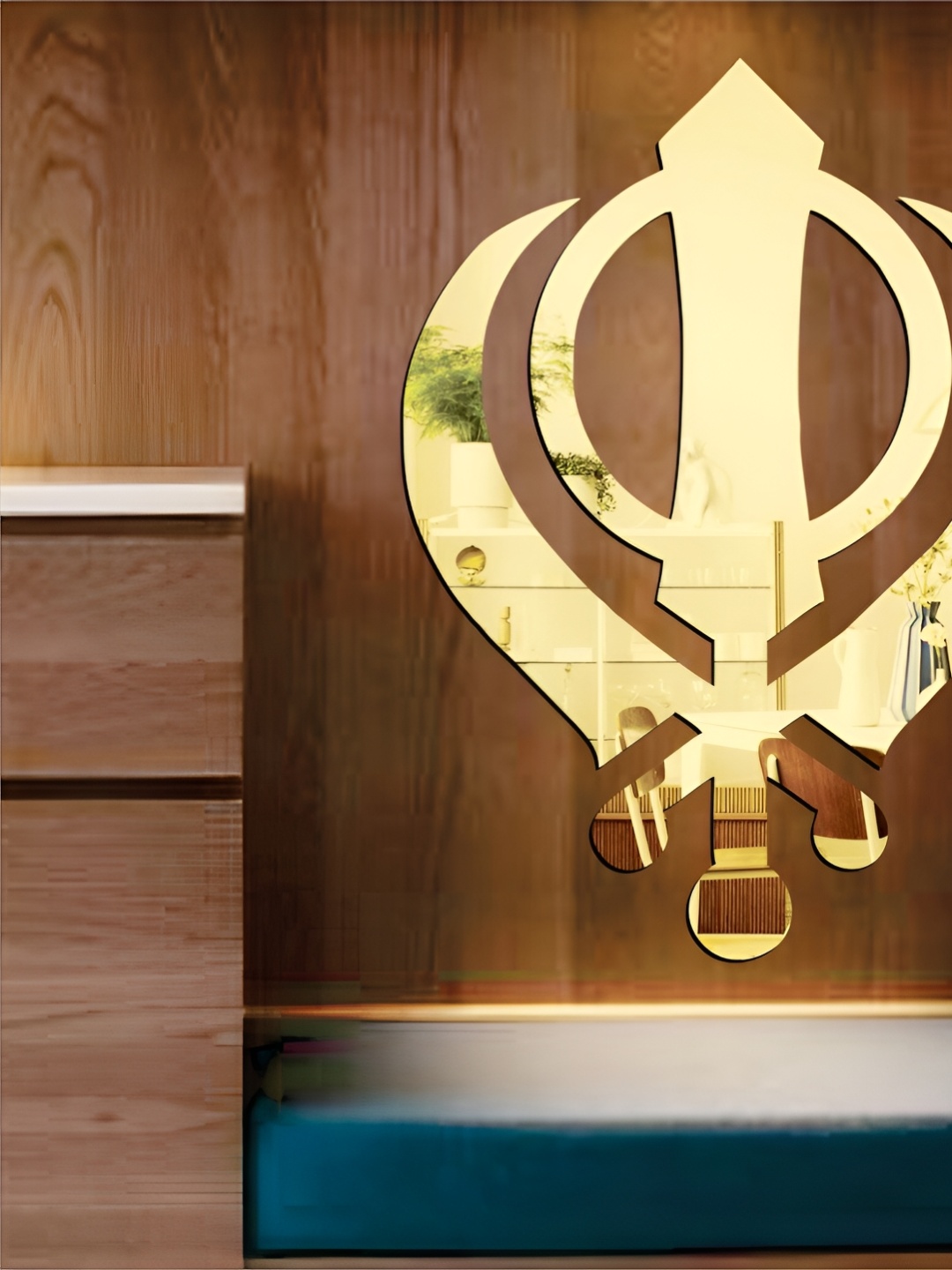 

Wall1ders Gold Toned Acrylic Khanda Mirror Wall Stickers