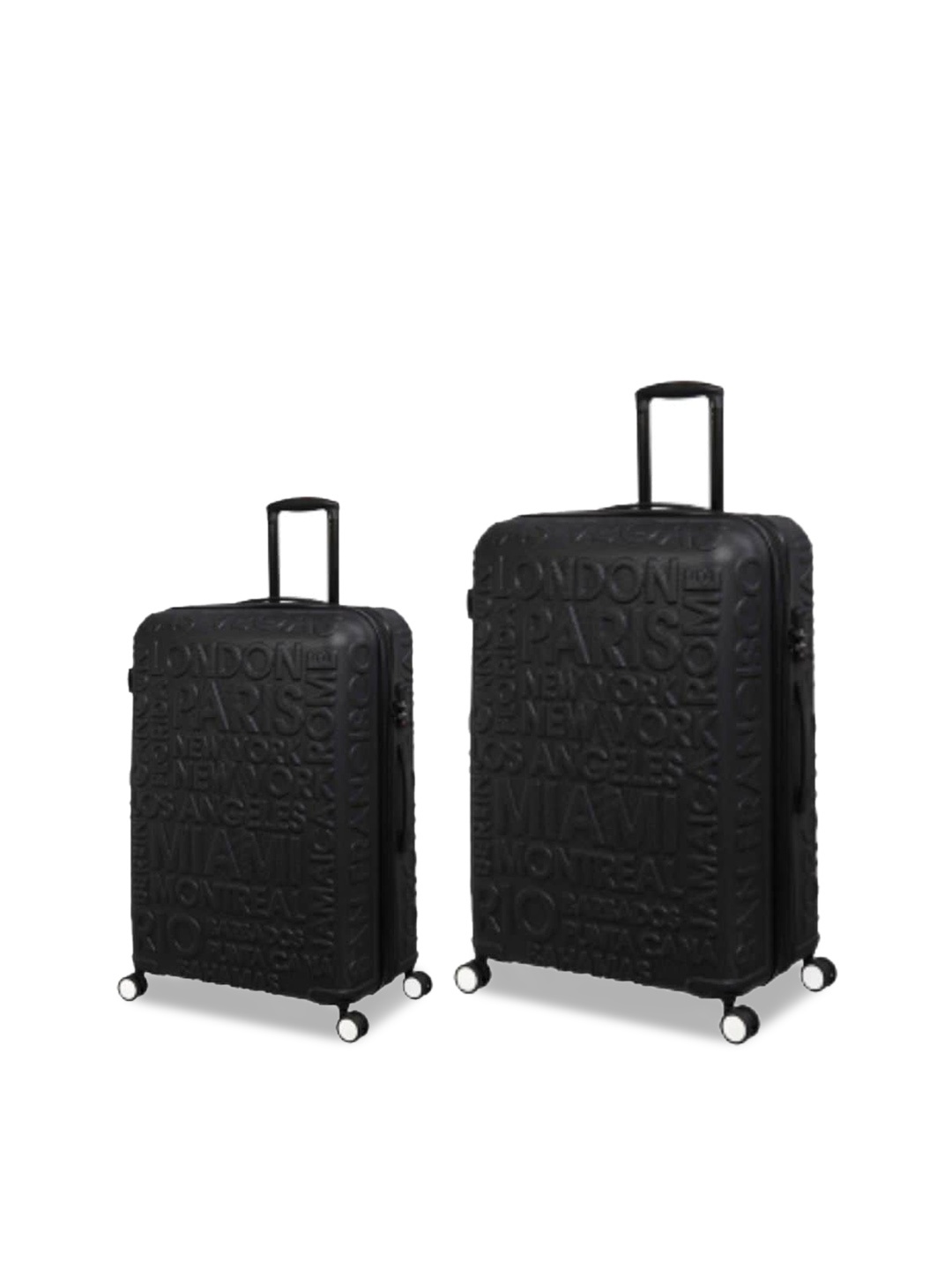 

IT luggage Destination Set Of 2 Textured Hard-Sided Trolley Suitcase, Black