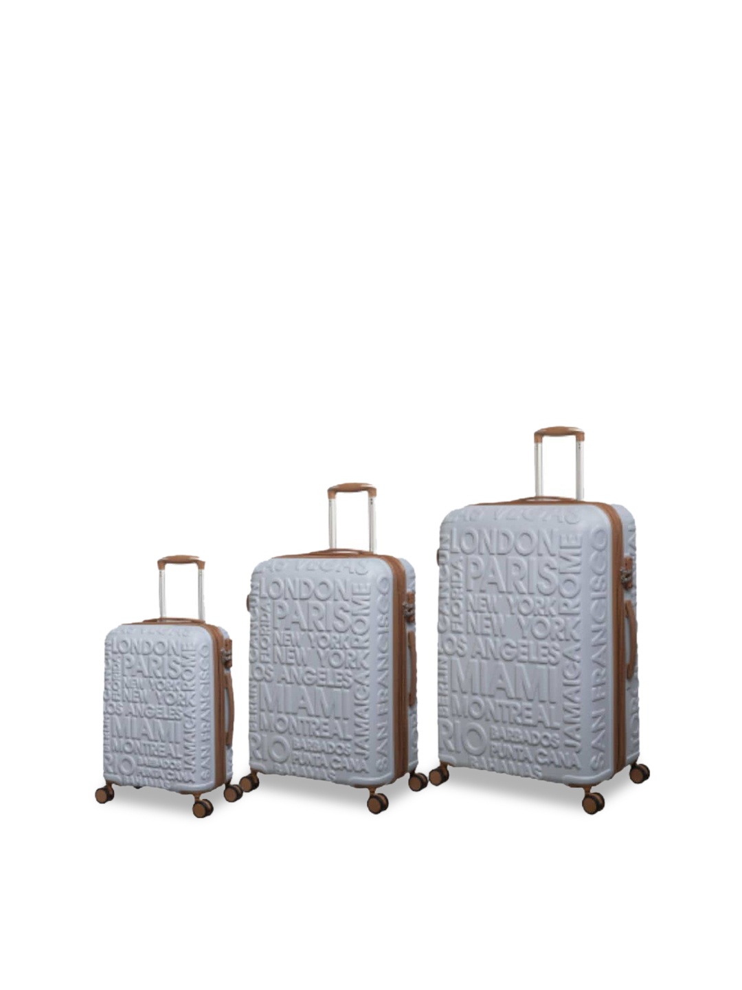 

IT luggage Destination Set Of 3 Textured Hard-Sided Trolley Suitcase, Blue
