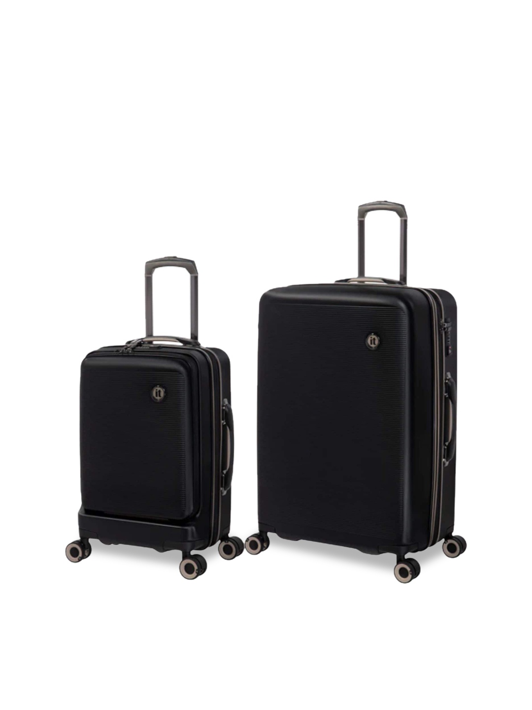 

IT luggage Rapidity Set Of 2 Textured Hard-Sided Trolley Suitcase, Black