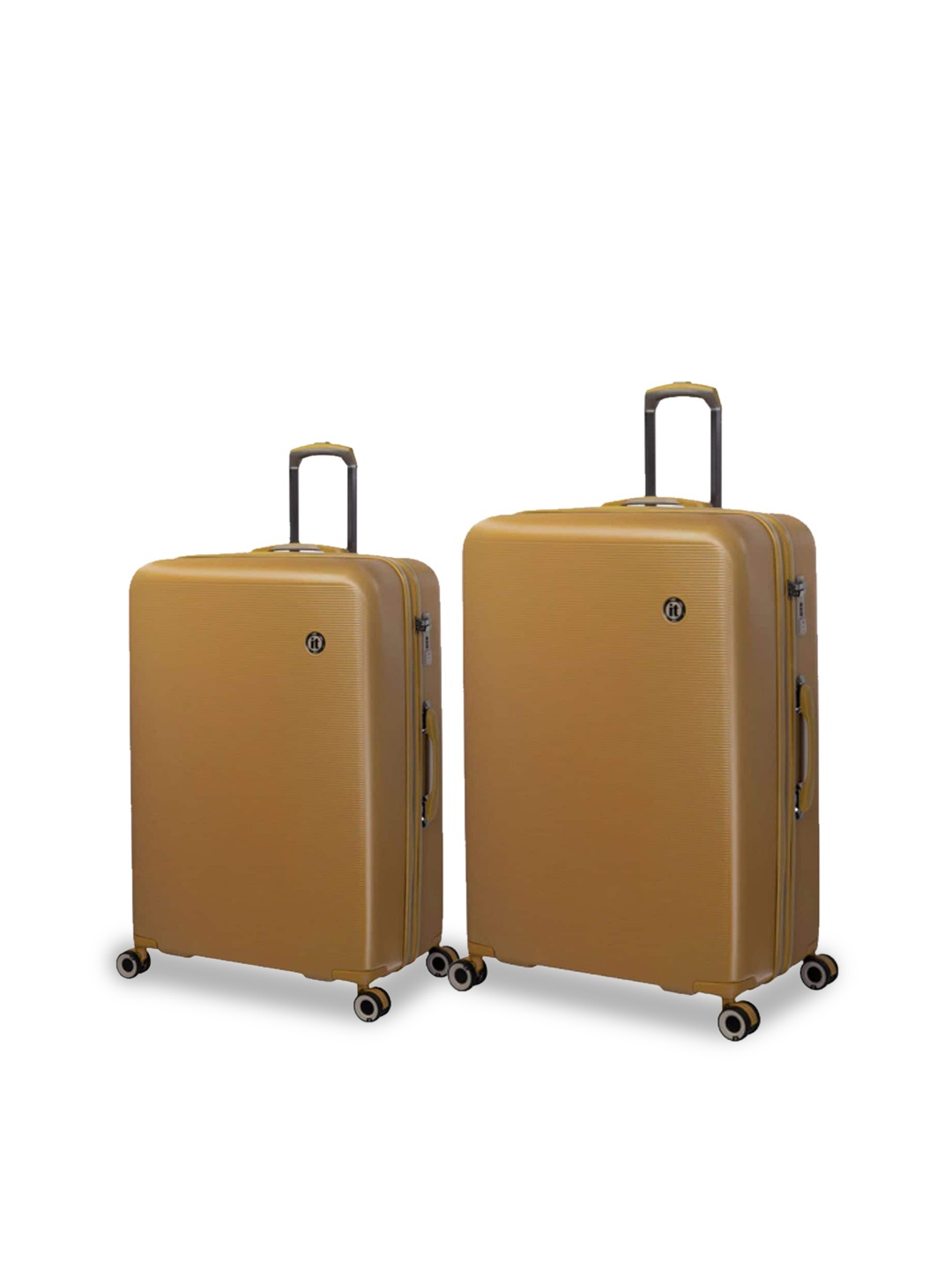 

IT luggage Rapidity Set Of 2 Textured Hard Sided 24 & 28 inches Trolley Suitcases, Mustard