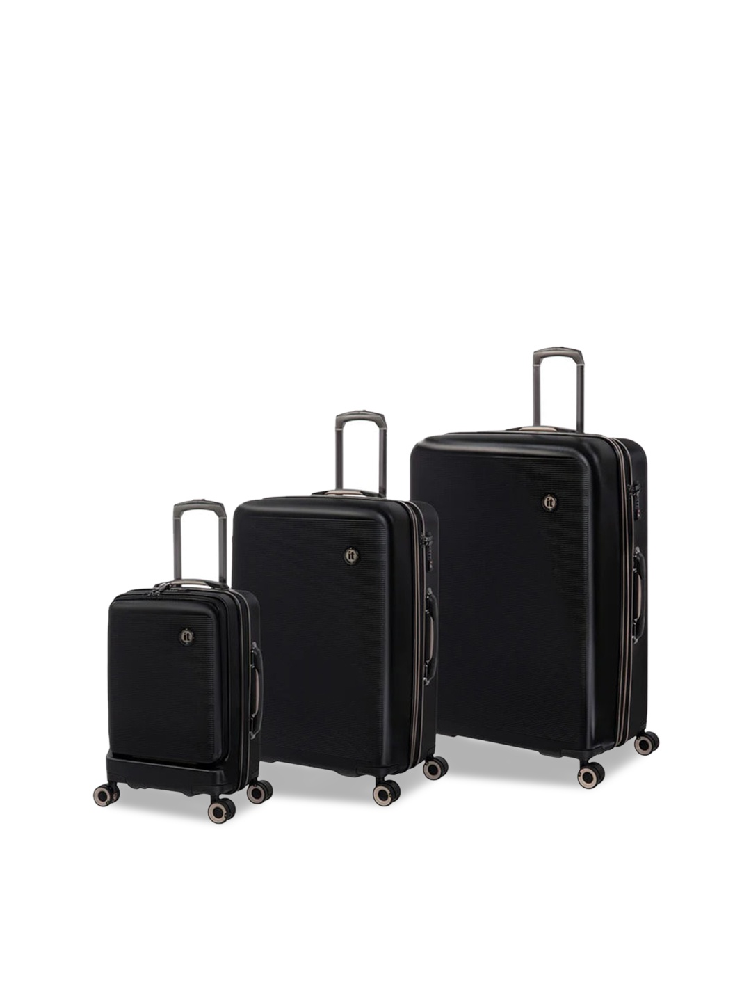 

IT luggage Rapidity Set Of 3 Textured Hard-Sided Trolley Suitcase, Black