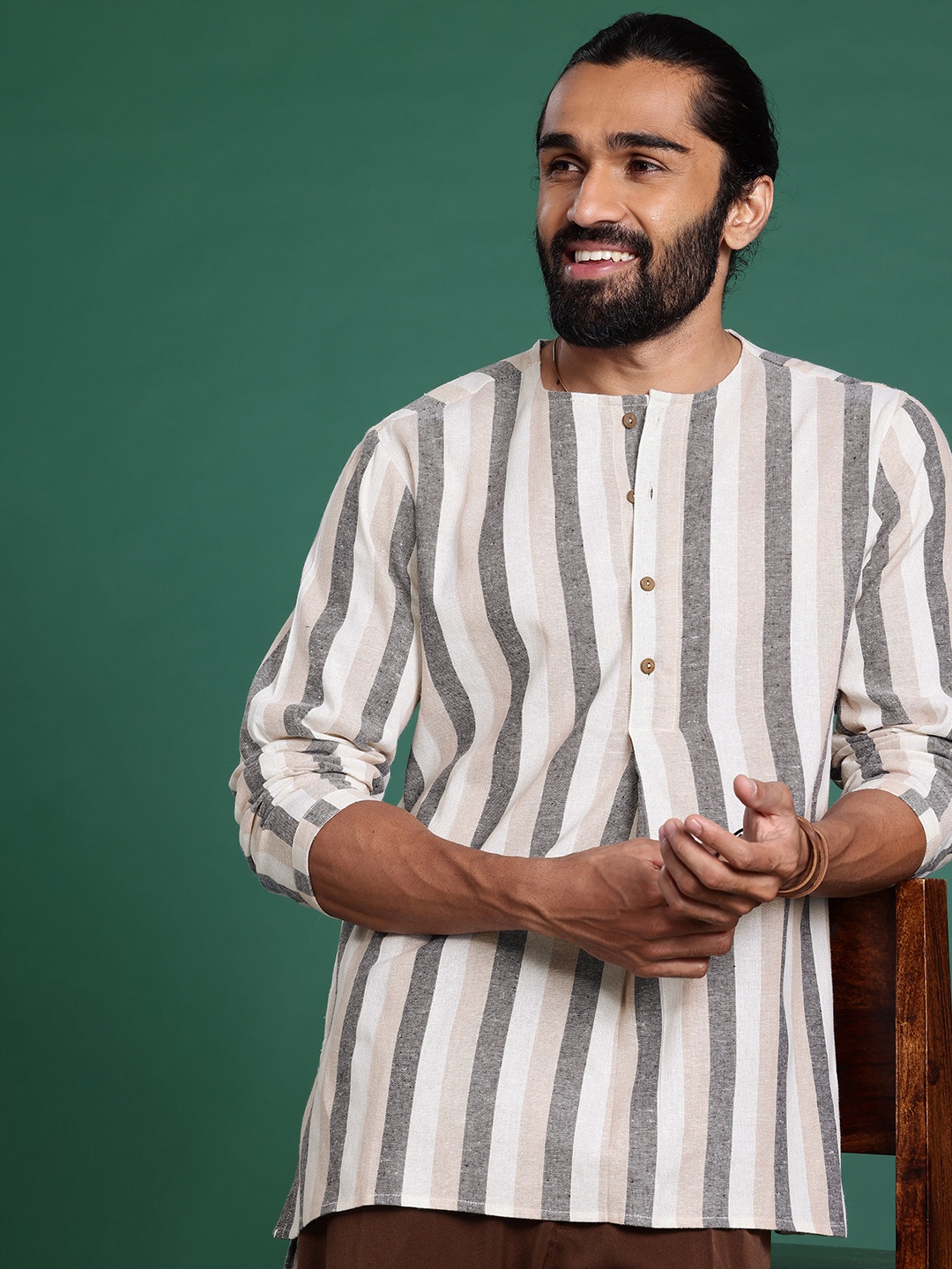 

Sangria Men Striped Kurta, White